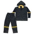 Clc Work Gear CLC R103L Rain Suit, L, 190T Nylon, Black/Yellow, Detachable Collar, Zipper Closure R103L